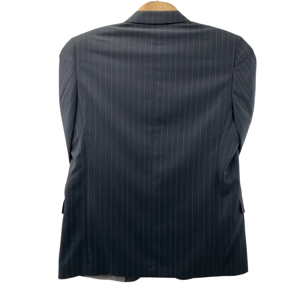 Caravelli Mens‎ Superior 150s Pinstripe Suit Jacket Blazer Navy Blue 50R